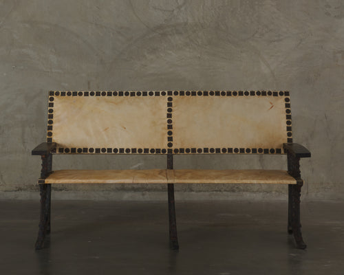 CARLO BUGATTI BENCH WITH METAL INLAID SIGNATURE
